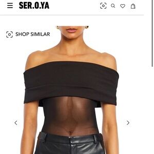 SER.O.YA Black Off-Shoulder Mesh Top